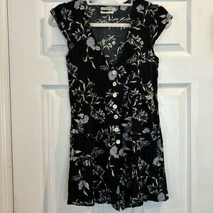 Urban Outfitters Black Floral Romper size small